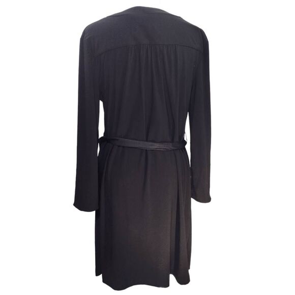 Emma & Michele Black Lace Front Belted Shift Dress Sz M - Picture 5 of 6